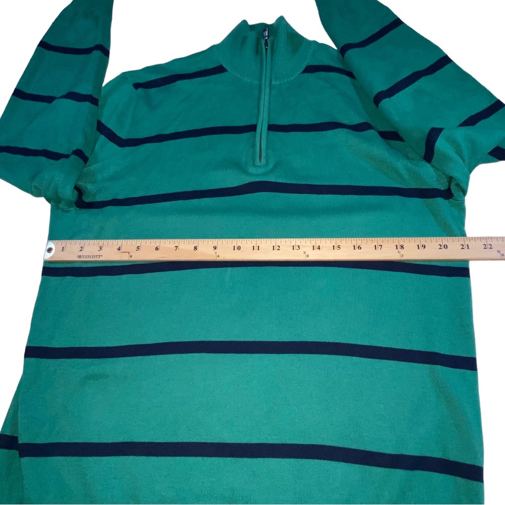 Old Navy 1/4 Zip Green Striped Mock Neck Lightweight Sweater - Men’s Large - Picture 2 of 12